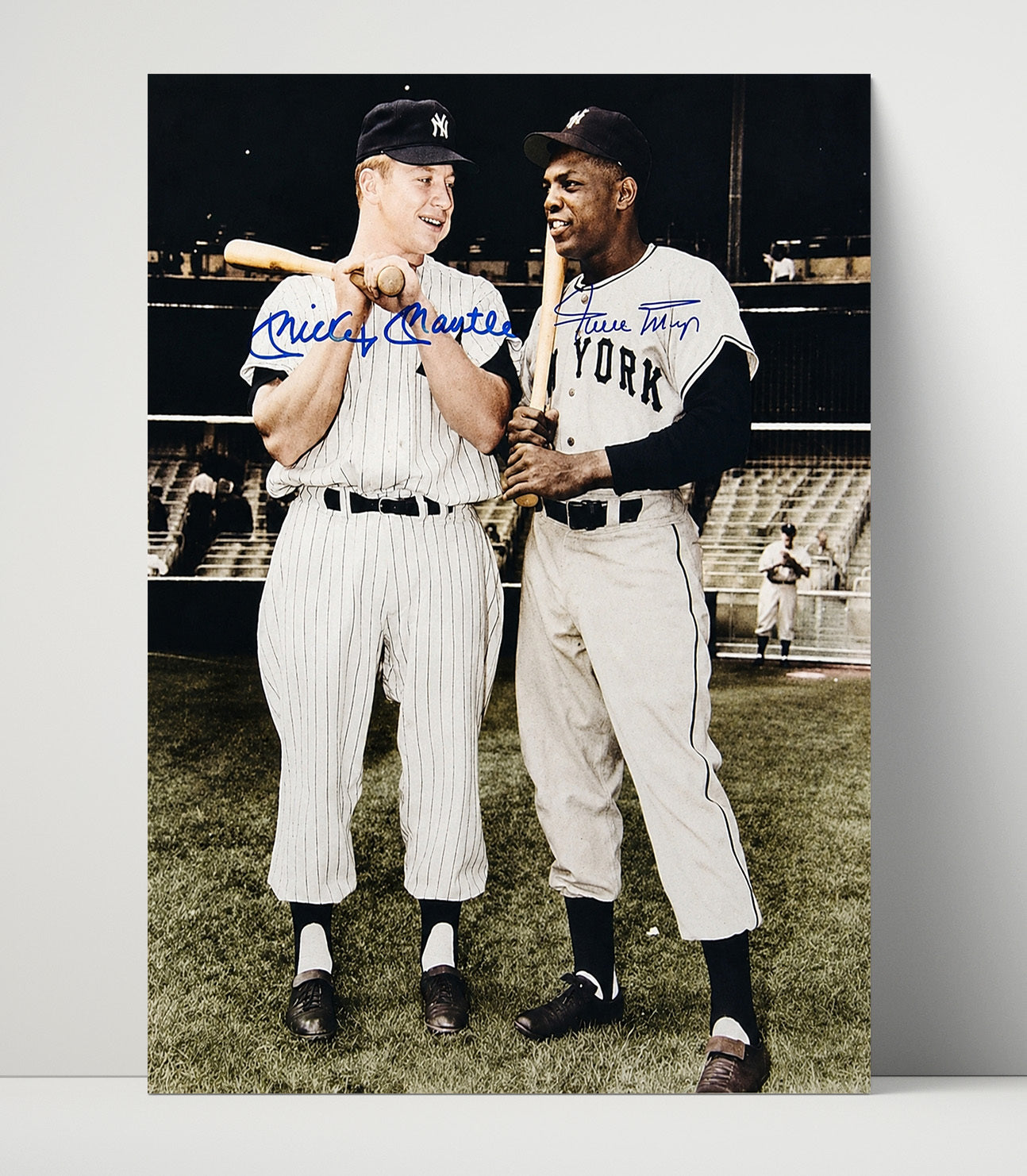 Mickey Mantle - New York Legend With Willie Mays Classic Chat Baseball Wall Art 16x20 Unframed Print wall art print – Baseball Wall Art decor