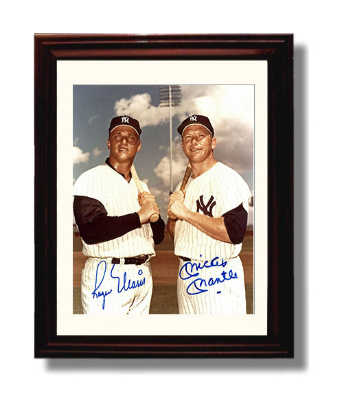 Mickey Mantle - New York Legends Spring Training With Maris Baseball Wall Art 8x10 Beveled Frame wall art print – Baseball Wall Art decor