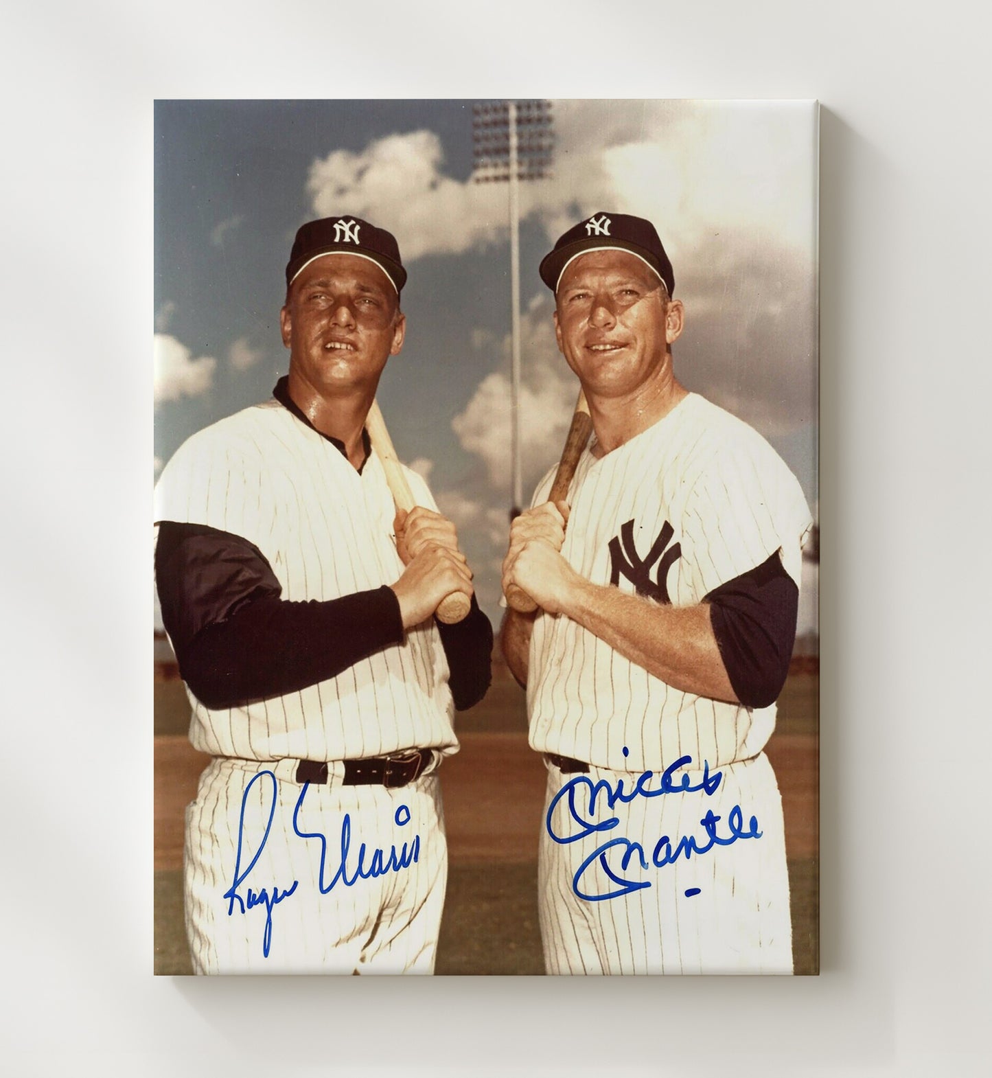 Mickey Mantle - New York Legends Spring Training With Maris Baseball Wall Art 20x24 Canvas wall art print – Baseball Wall Art decor