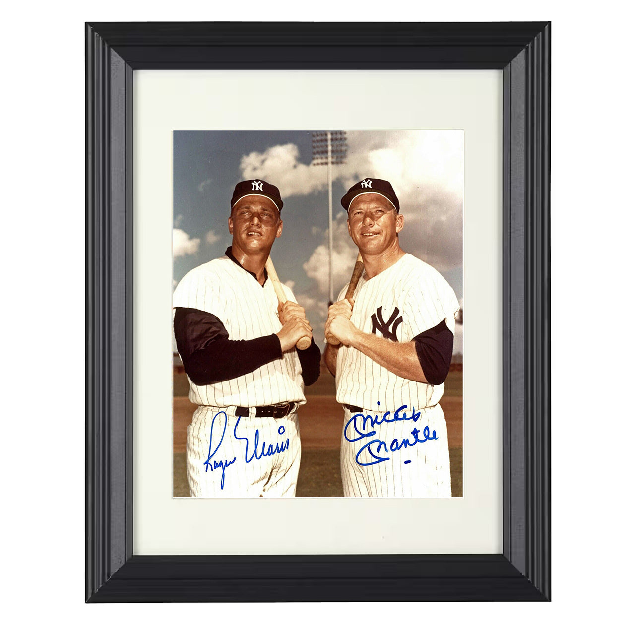 Mickey Mantle - New York Legends Spring Training With Maris 8x10 black beveled framed baseball wall art