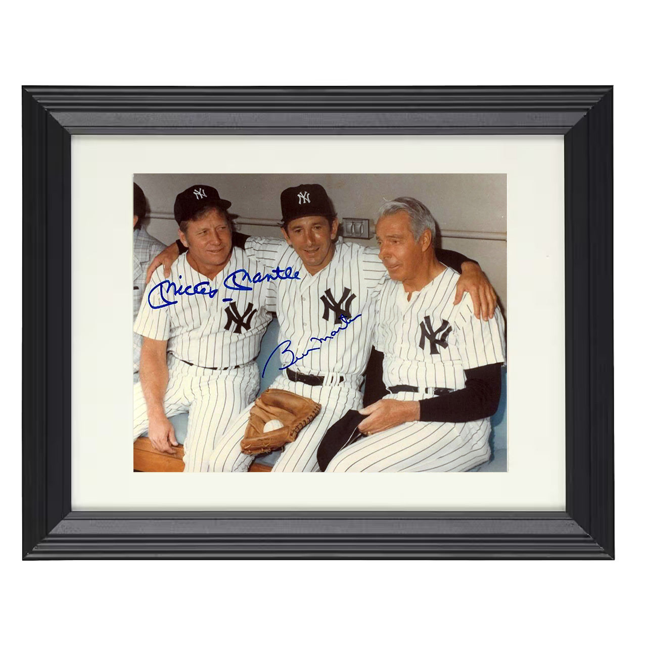 Mickey Mantle and Billy Martin - Yankees Dugout Era 8x10 black beveled framed baseball wall art