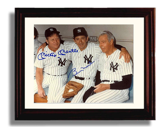 Mickey Mantle and Billy Martin - Yankees Dugout Era Baseball Wall Art 8x10 Beveled Frame wall art print – Baseball Wall Art decor