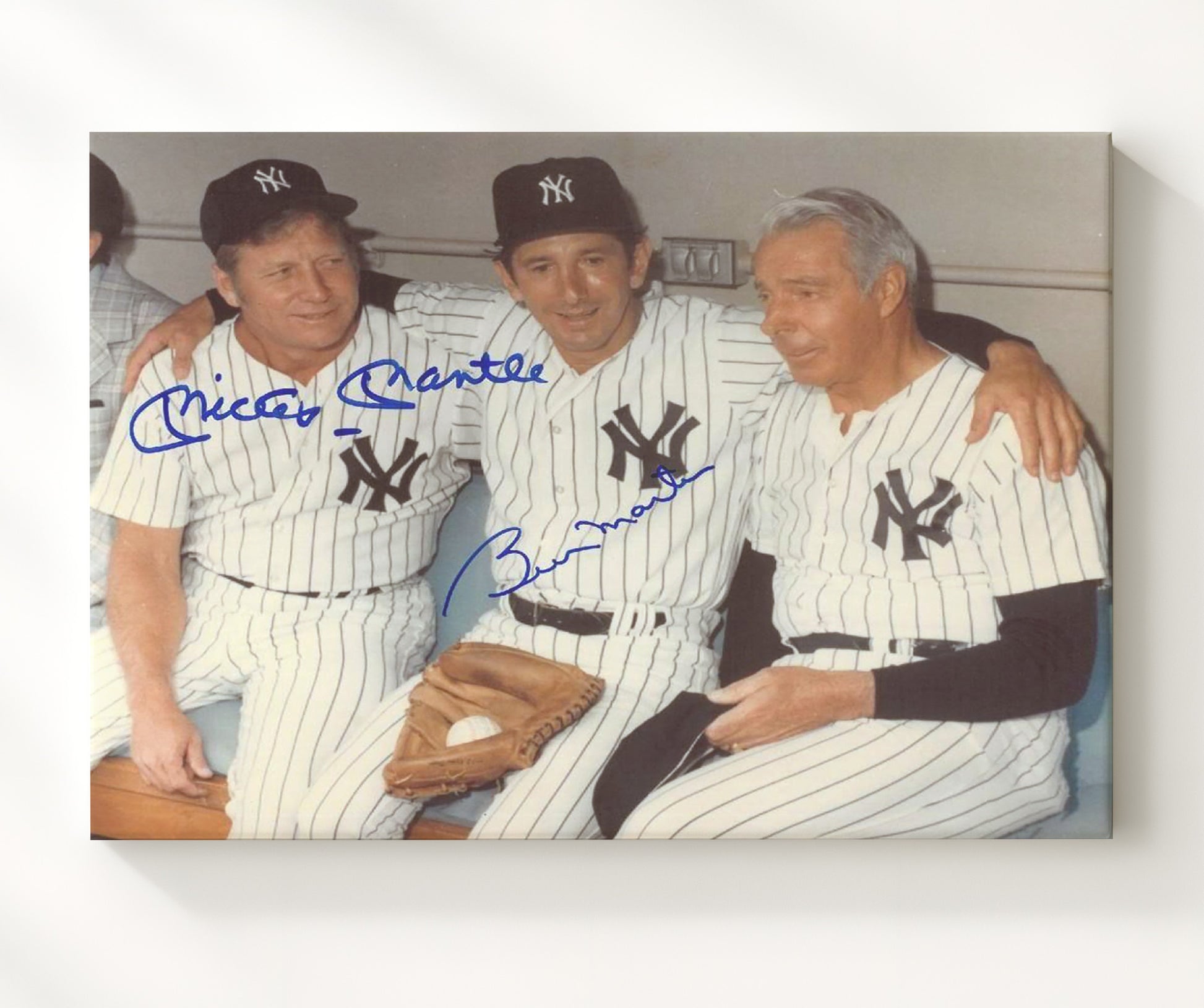 Mickey Mantle and Billy Martin - Yankees Dugout Era Baseball Wall Art 20x24 Canvas wall art print – Baseball Wall Art decor