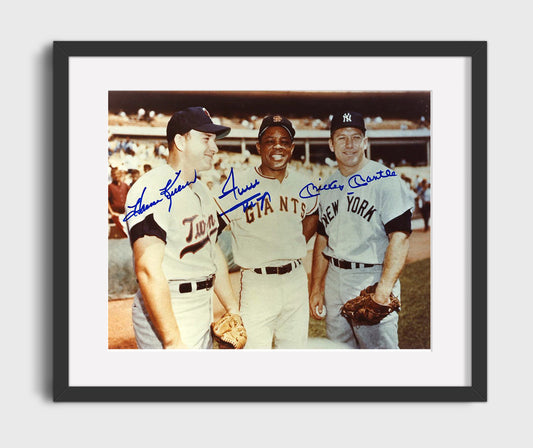 Mickey Mantle and Willie Mays and Harmon Killebrew - Legends Bat Pose 8x10 Canvas baseball wall art