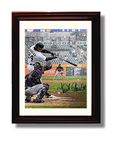 Miguel Cabrera - Detroit Baseball Blizzard Swing Wall Art 8x10 Beveled Frame wall art print – Baseball Wall Art decor
