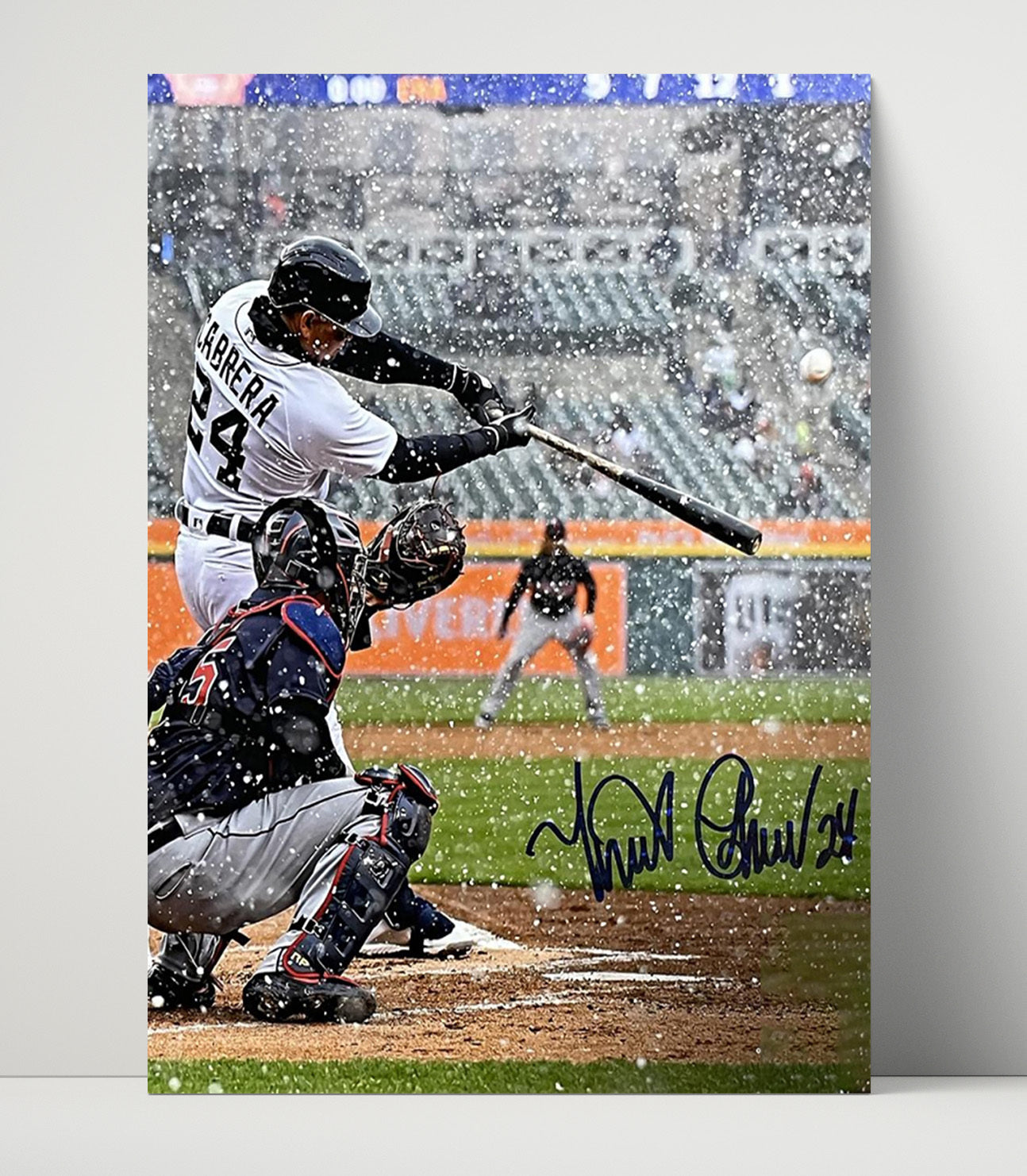 Miguel Cabrera - Detroit Baseball Blizzard Swing Wall Art 16x20 Unframed Print wall art print – Baseball Wall Art decor