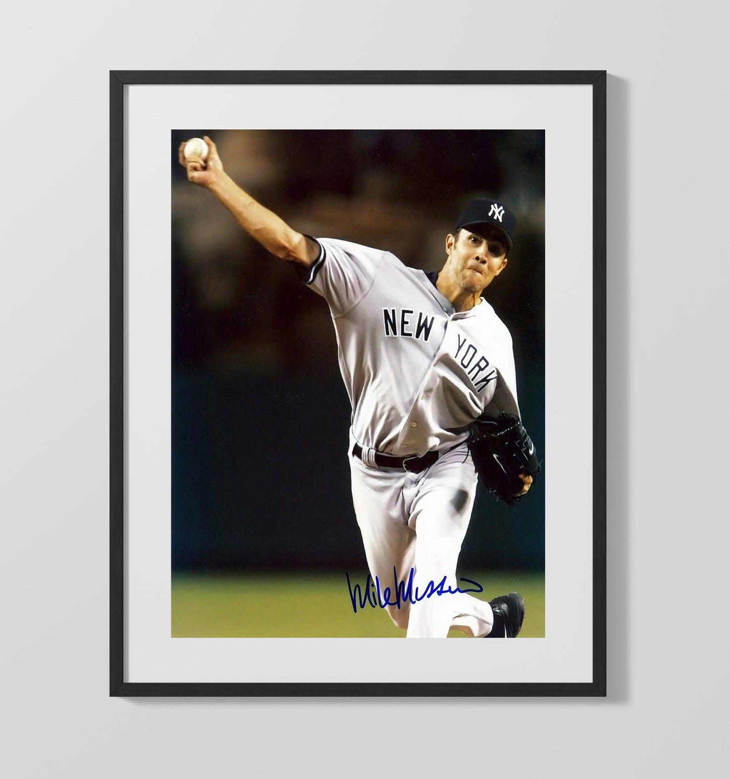 Mike Mussina - New York Baseball Mid Pitch Action Wall Art 16x20 Gallery Frame wall art print – Baseball Wall Art decor