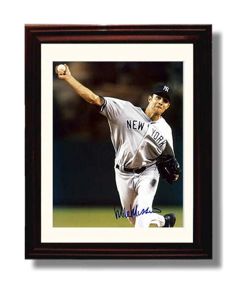 Mike Mussina - New York Baseball Mid Pitch Action Wall Art 8x10 Beveled Frame wall art print – Baseball Wall Art decor