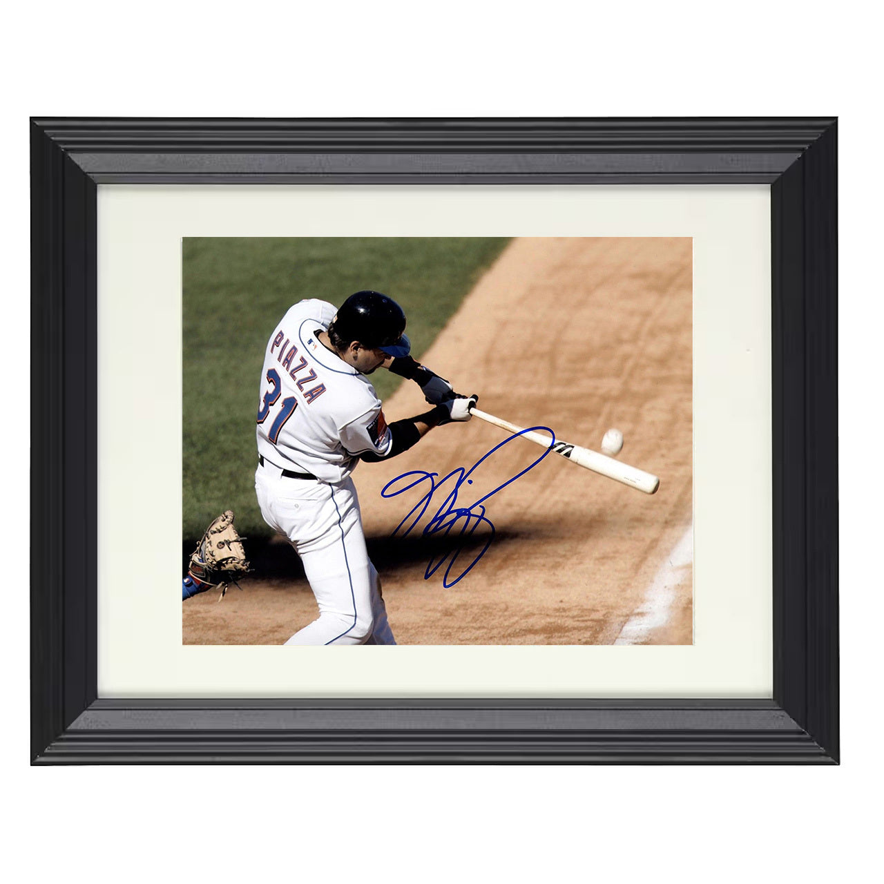 Mike Piazza - Contact at the Plate 8x10 black beveled framed baseball wall art