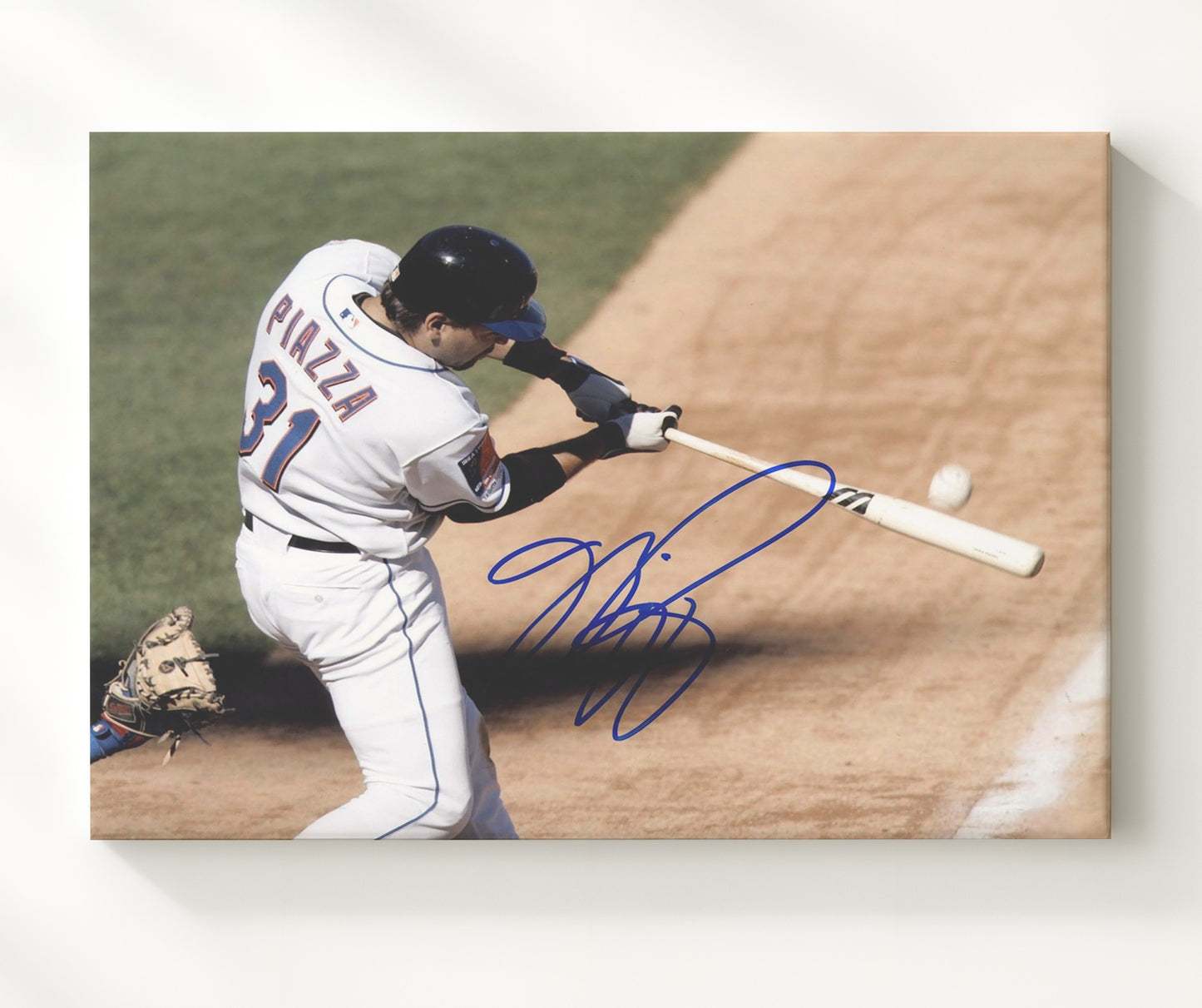 Mike Piazza - Contact at the Plate Baseball Wall Art 20x24 Canvas wall art print – Baseball Wall Art decor