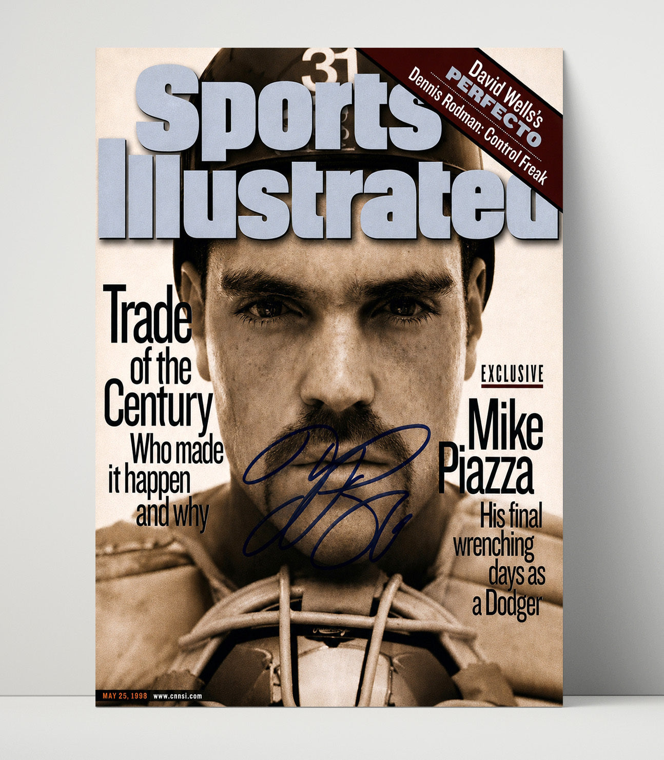 Mike Piazza - Power Catcher Spotlight SI Cover 1998 Baseball Wall Art 16x20 Unframed Print wall art print – Baseball Wall Art decor