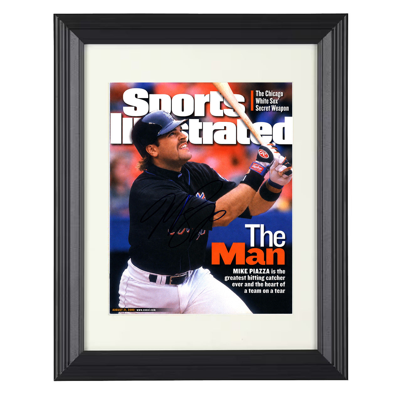 Mike Piazza - The Man SI Cover 2000 8x10 black beveled framed baseball wall art