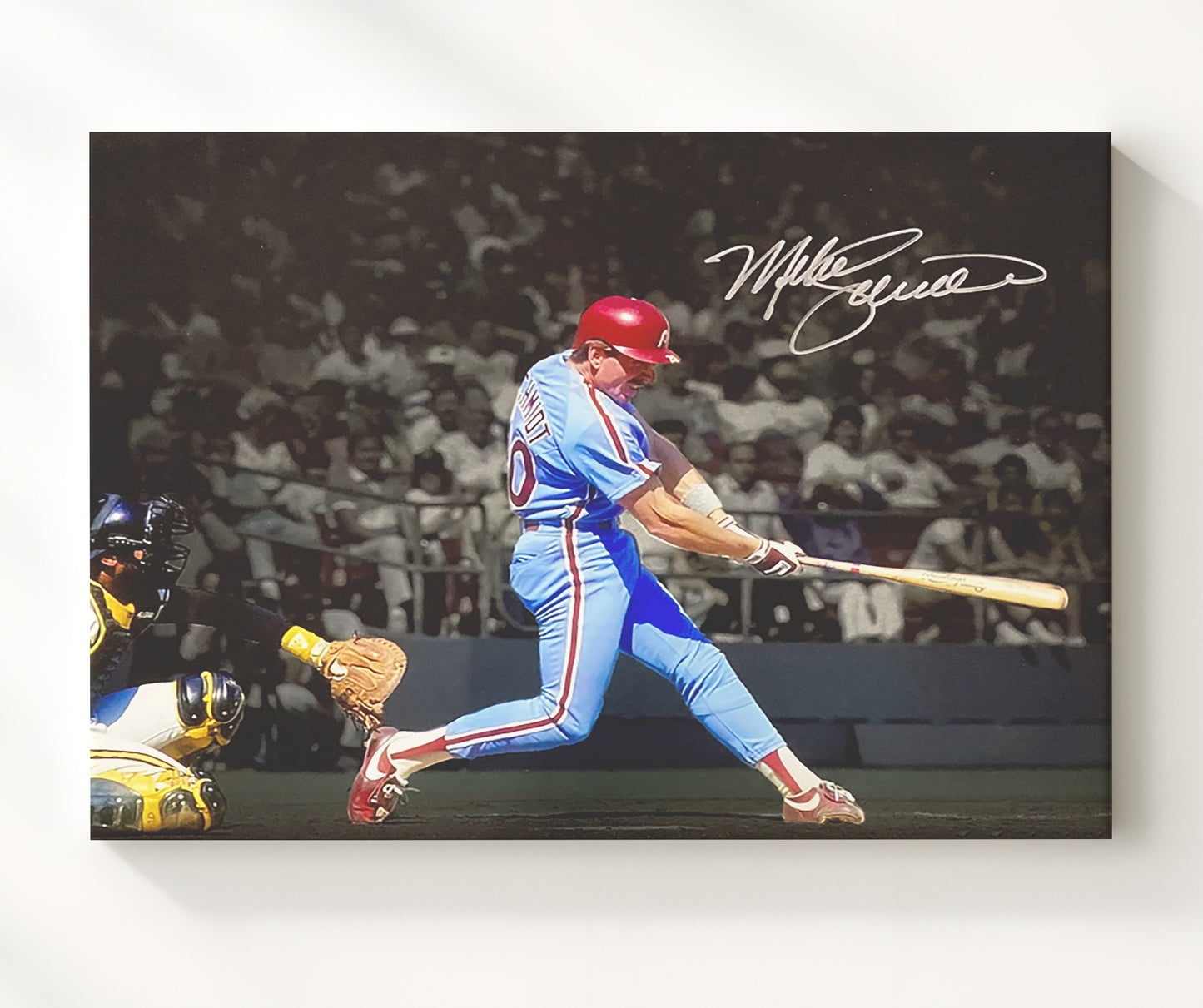 Mike Schmidt - Spotlight Power Swing Baseball Wall Art 20x24 Canvas wall art print – Baseball Wall Art decor