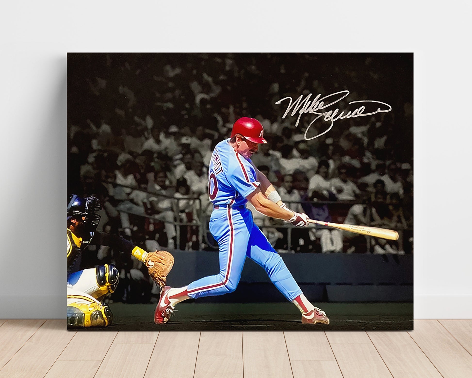 Mike Schmidt - Spotlight Power Swing Baseball Wall Art 16x20 Unframed Print wall art print – Baseball Wall Art decor