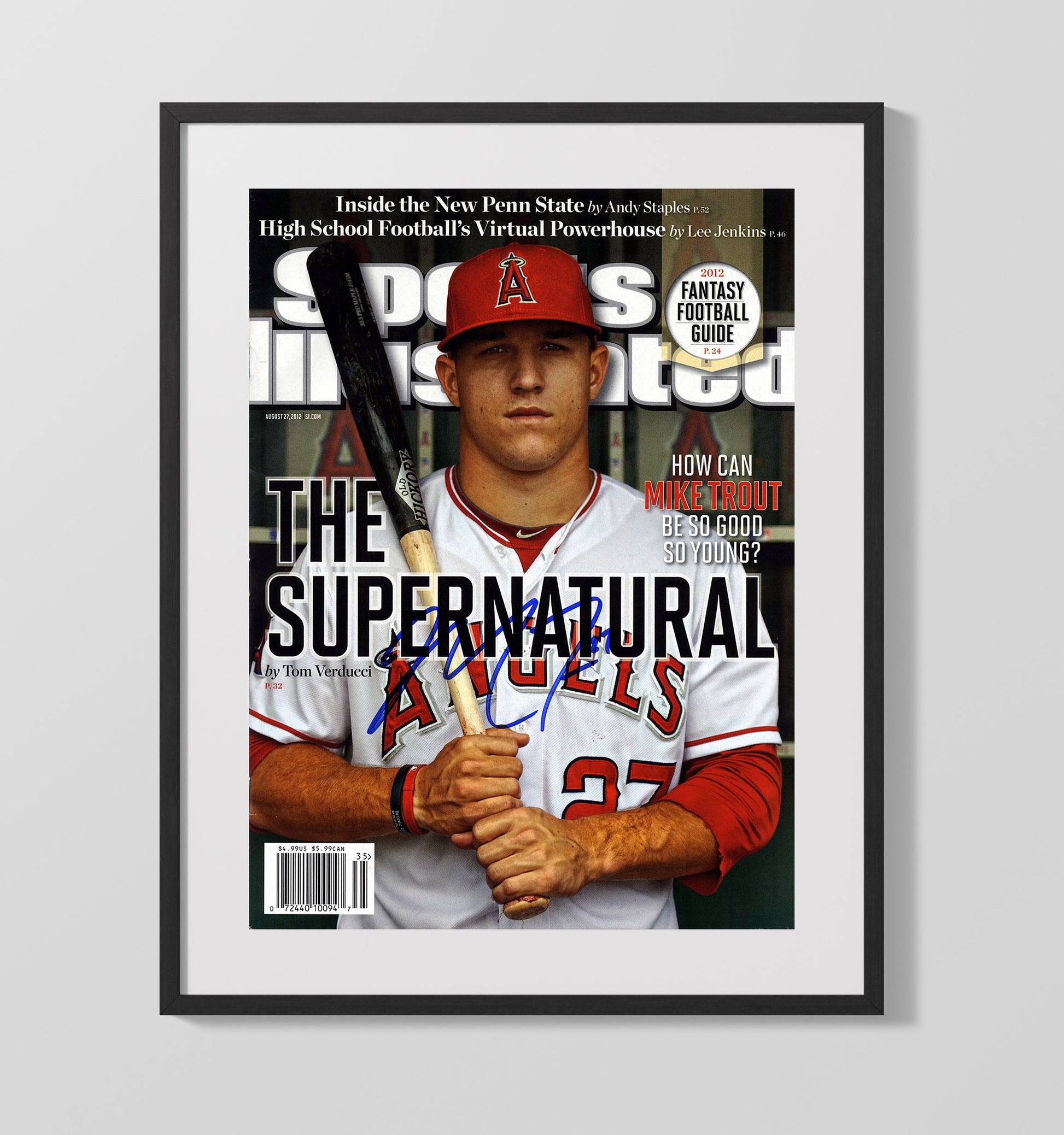 Mike Trout - Angels slugger feature SI Cover 2012 Baseball Wall Art 16x20 Gallery Frame wall art print – Baseball Wall Art decor