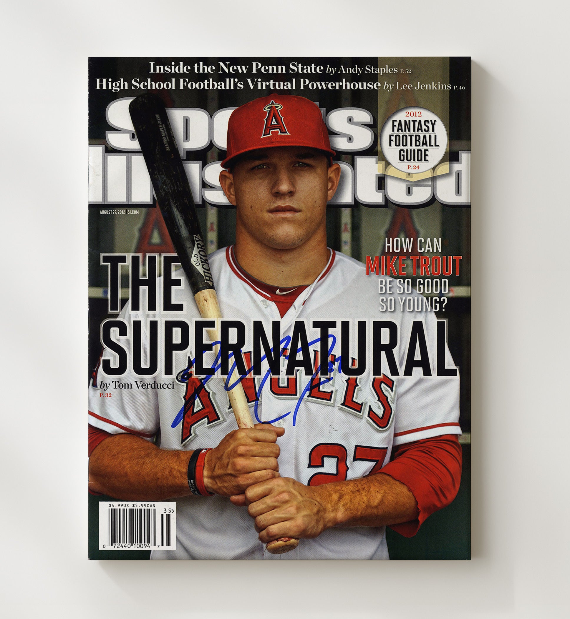 Mike Trout - Angels slugger feature SI Cover 2012 Baseball Wall Art 20x24 Canvas wall art print – Baseball Wall Art decor