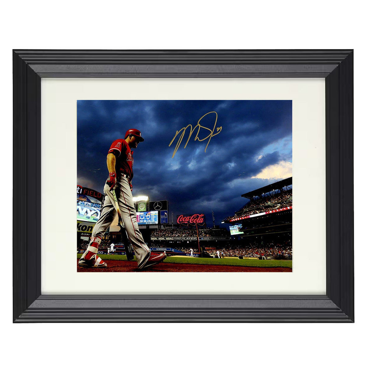 Mike Trout - Citi Field Storm Clouds 8x10 Beveled Frame baseball wall art
