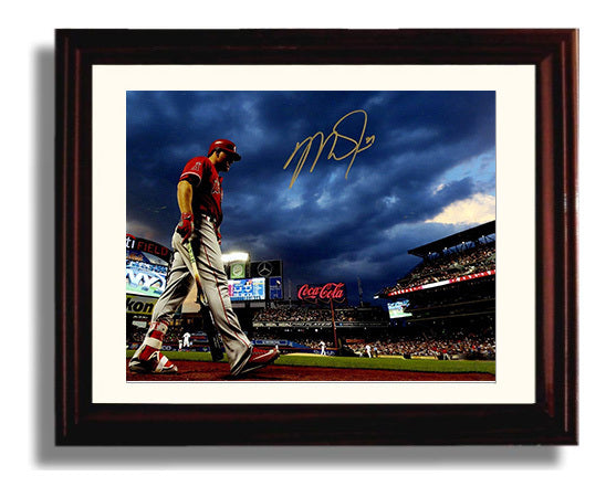 Mike Trout - Citi Field Storm Clouds Spotlight Baseball Wall Art 8x10 Beveled Frame wall art print – Baseball Wall Art decor