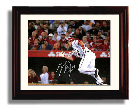 Mike Trout - Full Extension Leaping Catch Baseball Wall Art 8x10 Beveled Frame wall art print – Baseball Wall Art decor