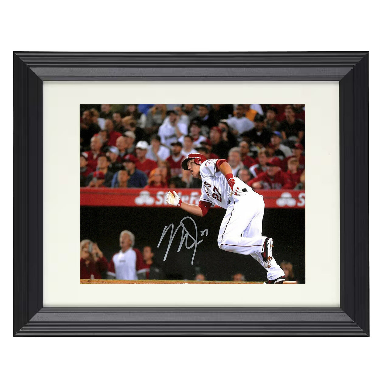 Mike Trout - Full Extension Leaping Catch 8x10 black beveled framed baseball wall art