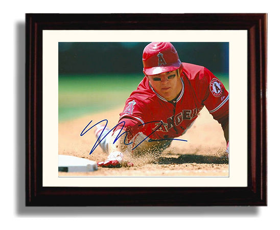 Mike Trout - Headfirst Slide at Third Baseball Wall Art 8x10 Beveled Frame wall art print – Baseball Wall Art decor