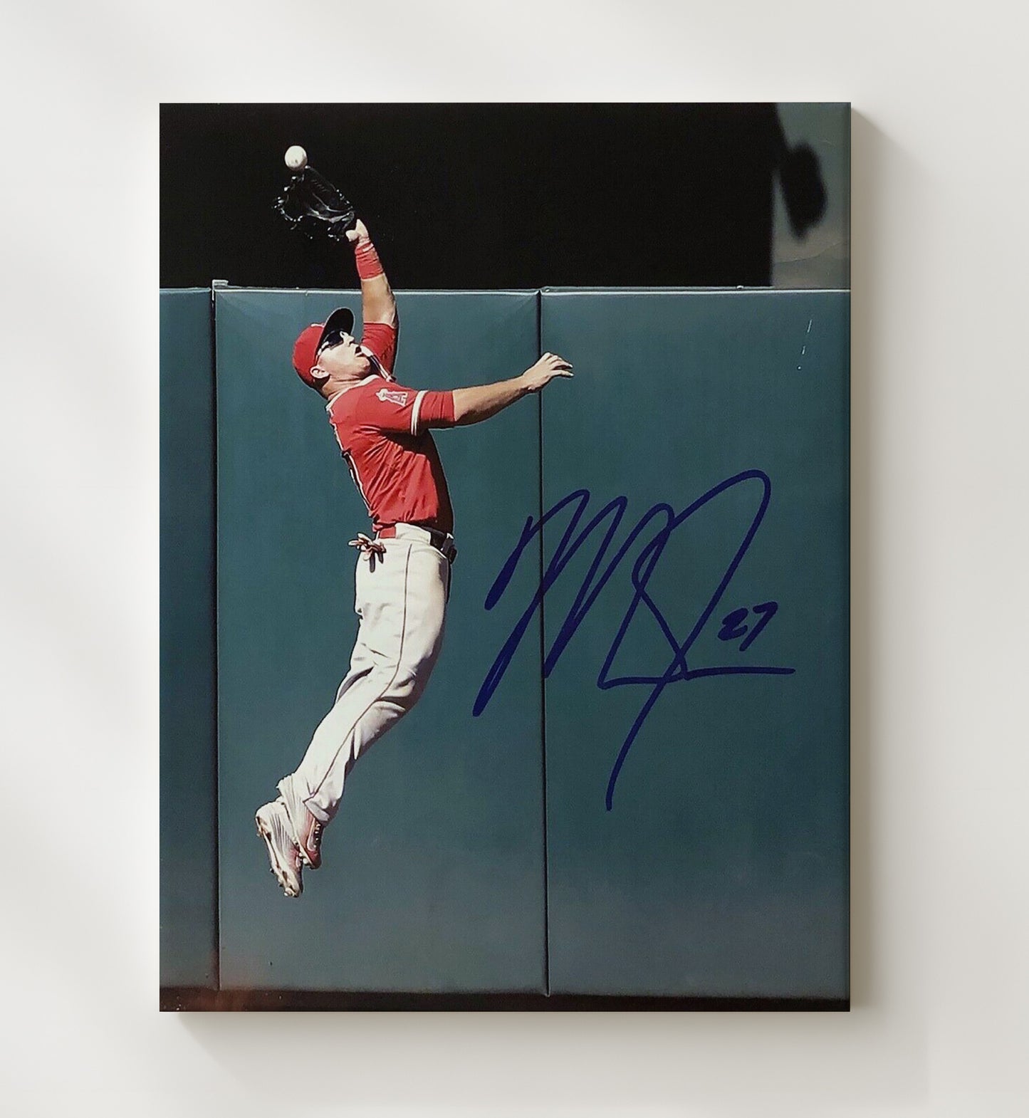 Mike Trout - Los Angeles Baseball Wall Leap Catch Wall Art 20x24 Canvas wall art print – Baseball Wall Art decor