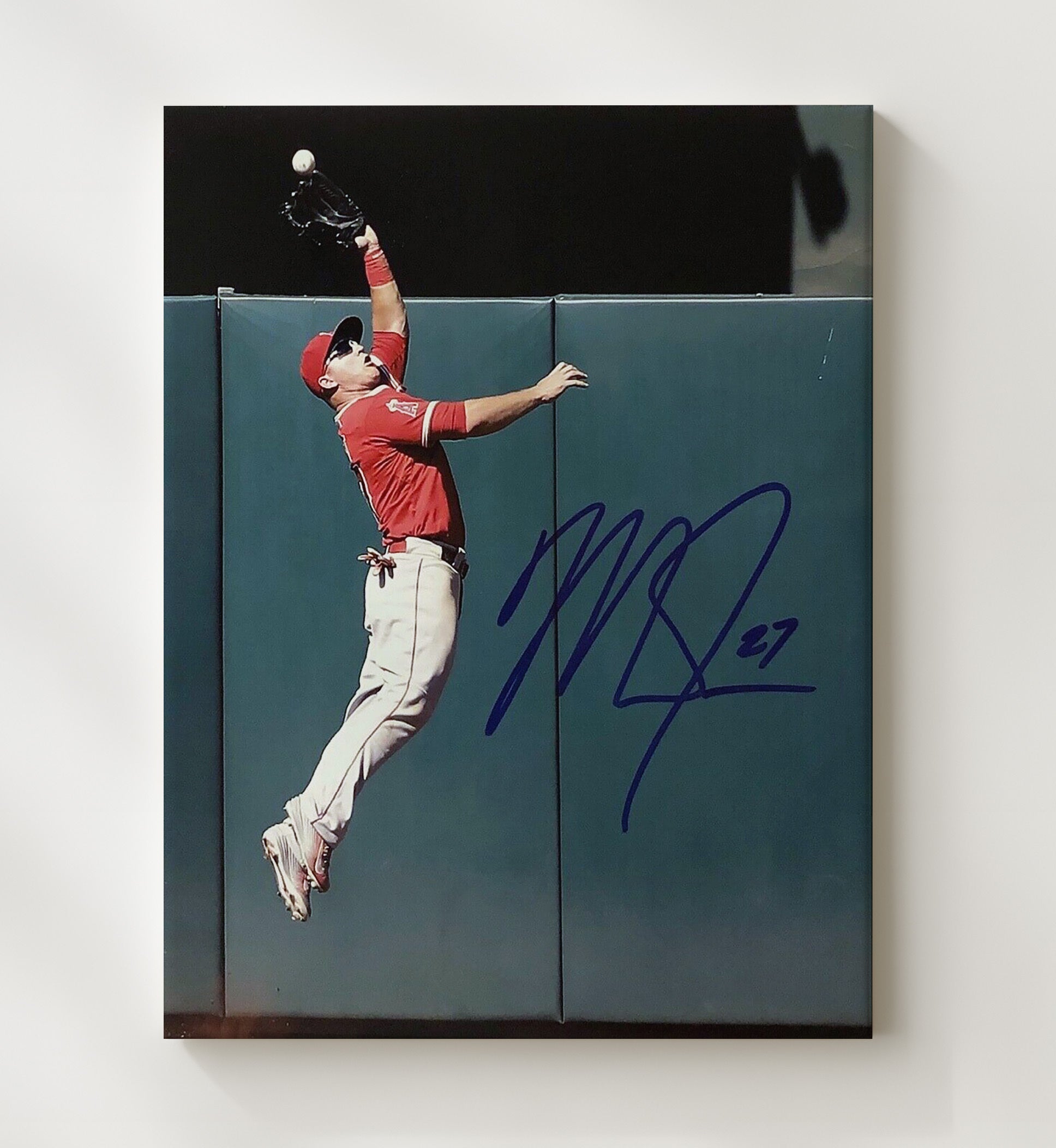 Mike Trout - Los Angeles Baseball Wall Leap Catch Wall Art 20x24 Canvas wall art print – Baseball Wall Art decor