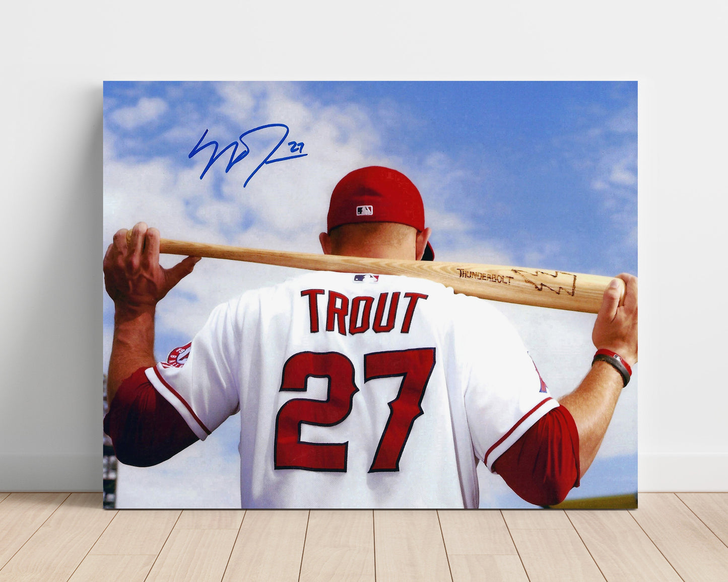 Mike Trout - Thunderbolt 27 Power Pose Baseball Wall Art 16x20 Unframed Print wall art print – Baseball Wall Art decor