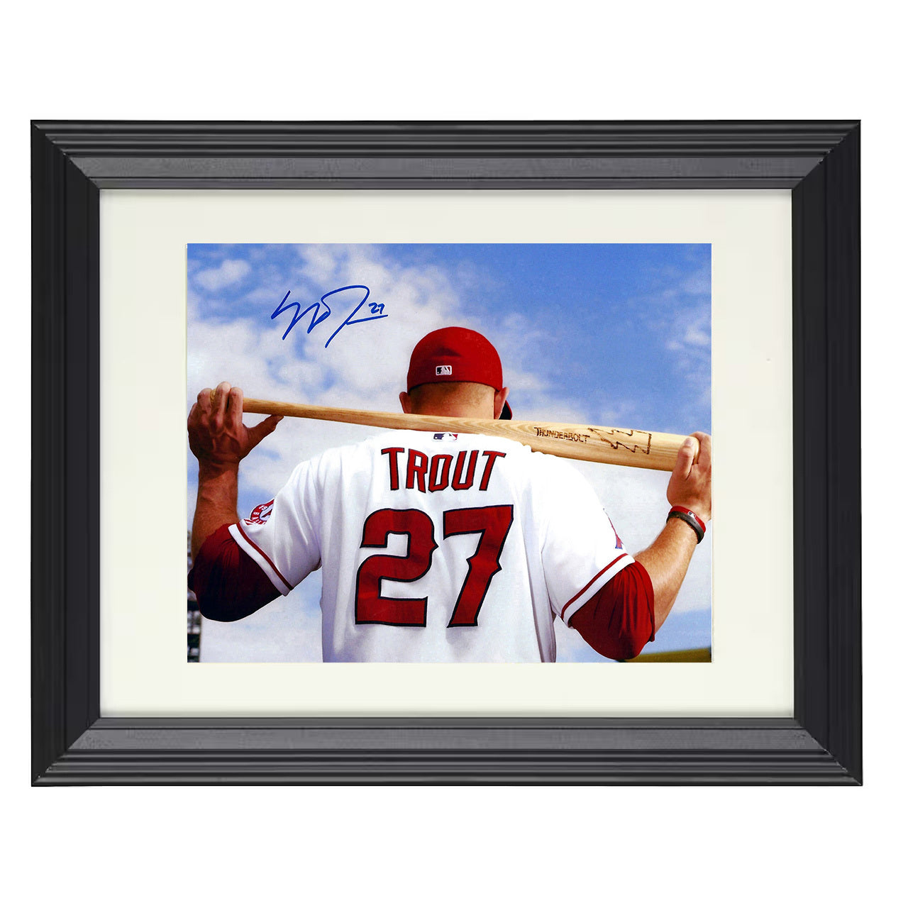 Mike Trout - Thunderbolt 27 Power Pose 8x10 black beveled framed baseball wall art