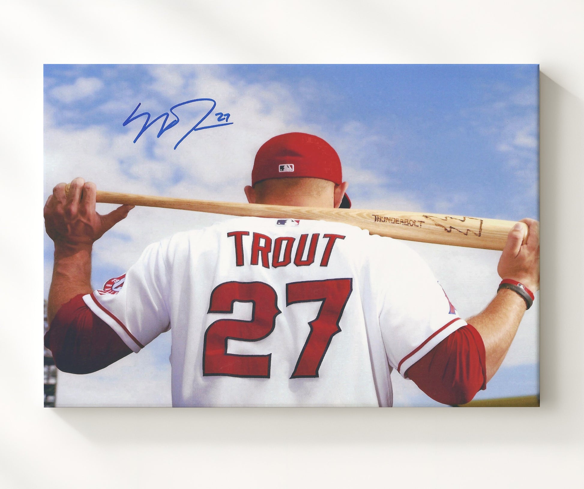 Mike Trout - Thunderbolt 27 Power Pose Baseball Wall Art 20x24 Canvas wall art print – Baseball Wall Art decor