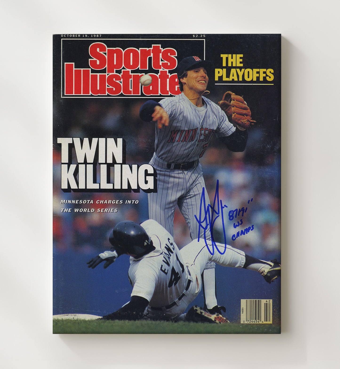 Minnesota Twins - SI Twin Killing playoff play 1987 Baseball Wall Art 20x24 Canvas wall art print – Baseball Wall Art decor
