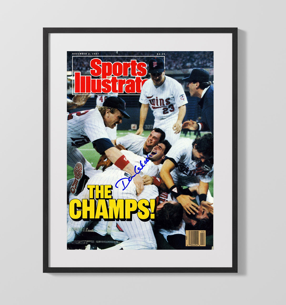 Minnesota Baseball - SI World Champs celebration pileup 1987 16x20 Gallery Frame baseball wall art