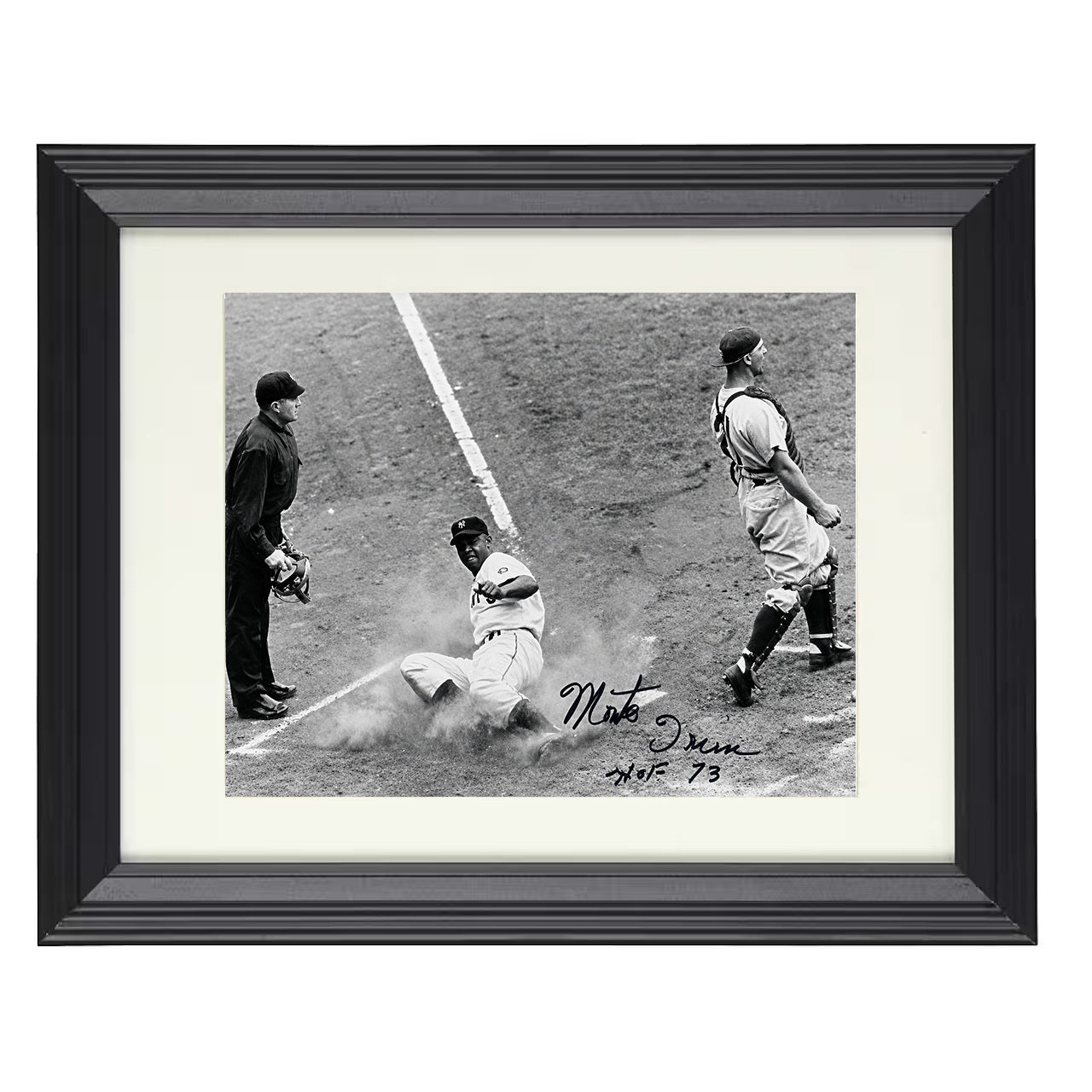 Monte Irvin - Headfirst Slide 8x10 black beveled framed baseball wall art