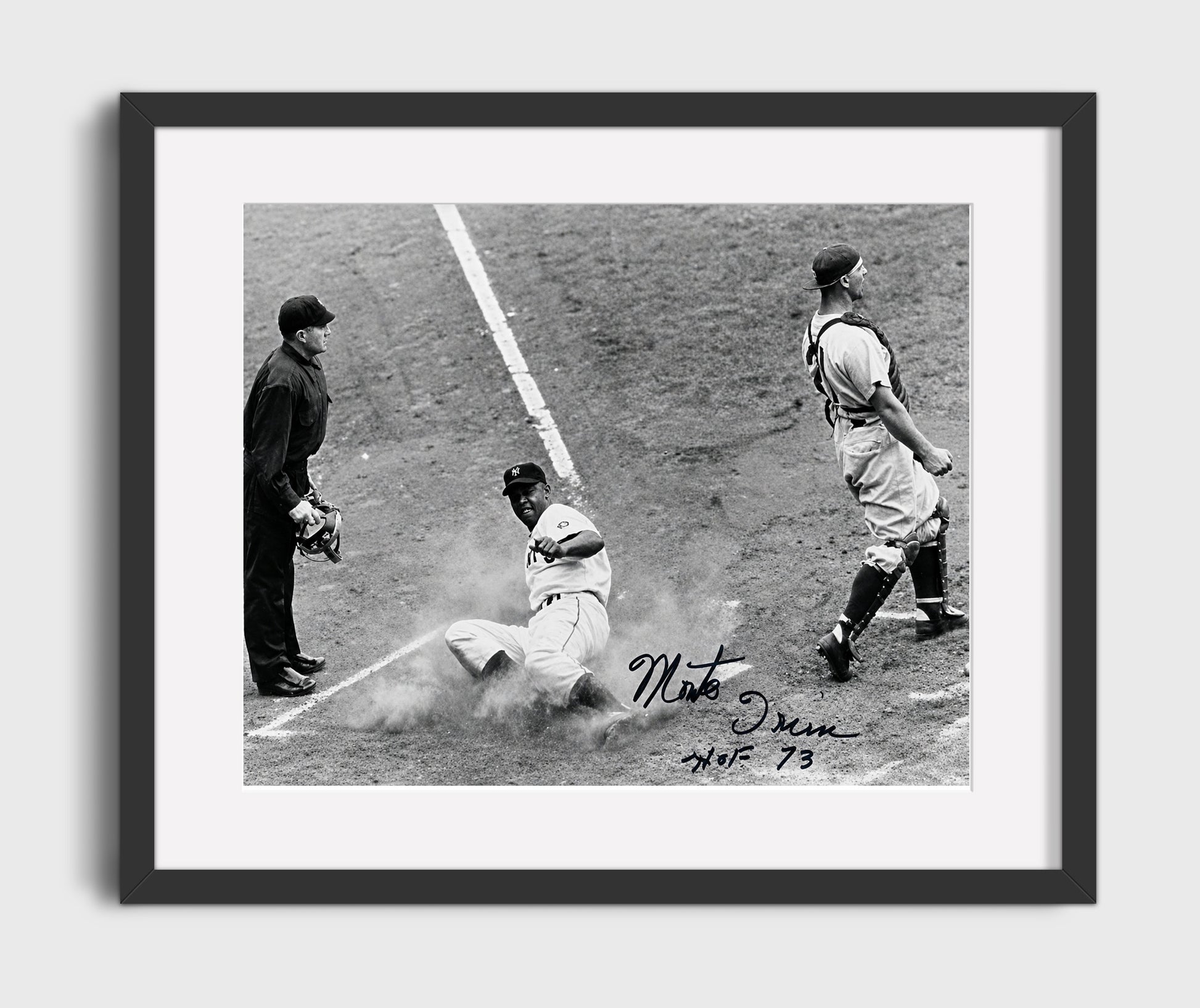 Monte Irvin - Headfirst Slide Baseball Wall Art 16x20 Gallery Frame wall art print – Baseball Wall Art decor