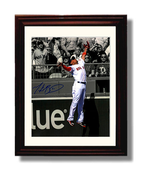 Mookie Betts - Boston Baseball Leaping Catch Spotlight Wall Art 8x10 Beveled Frame wall art print – Baseball Wall Art decor