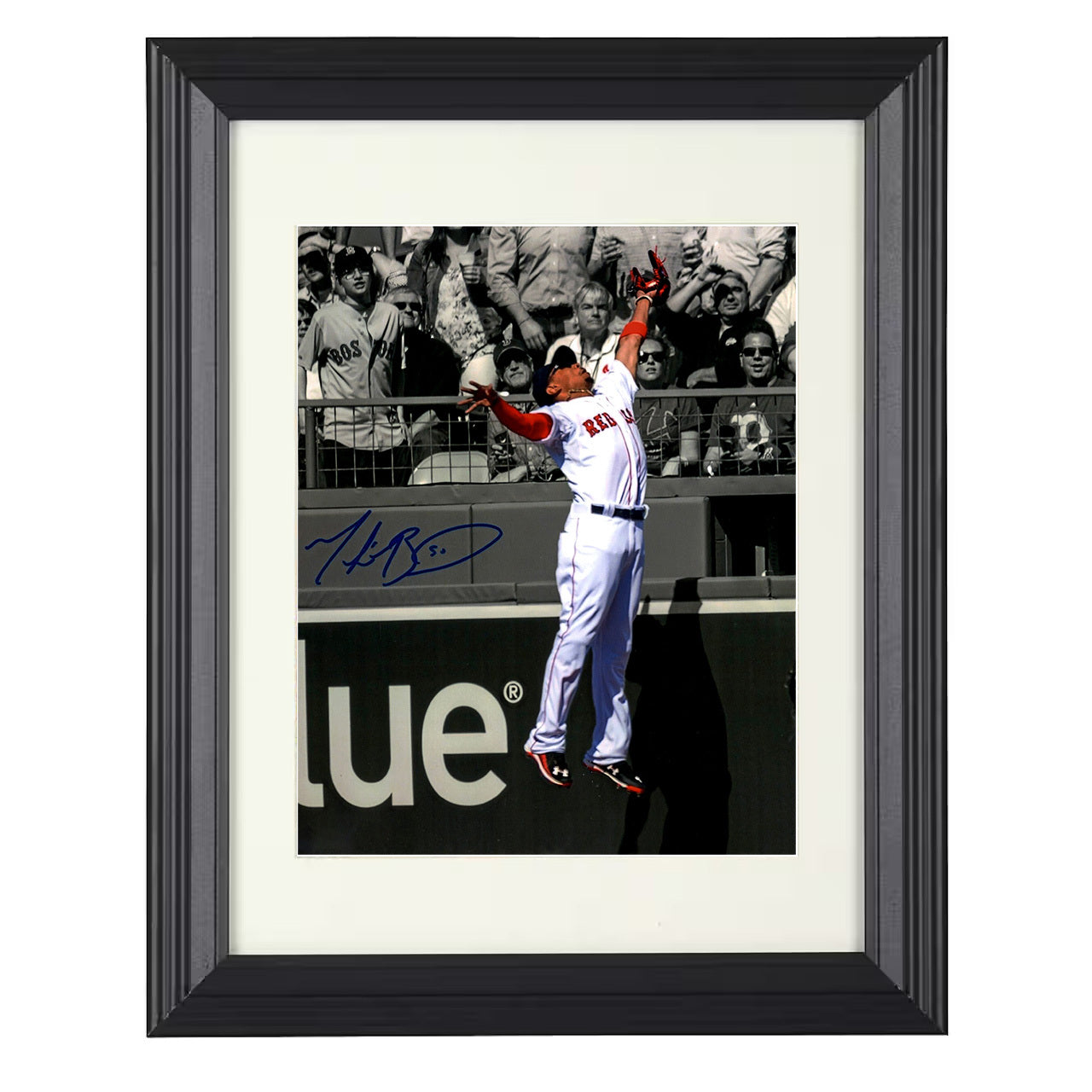 Mookie Betts - Boston Baseball Leaping Catch Spotlight 8x10 black beveled framed baseball wall art