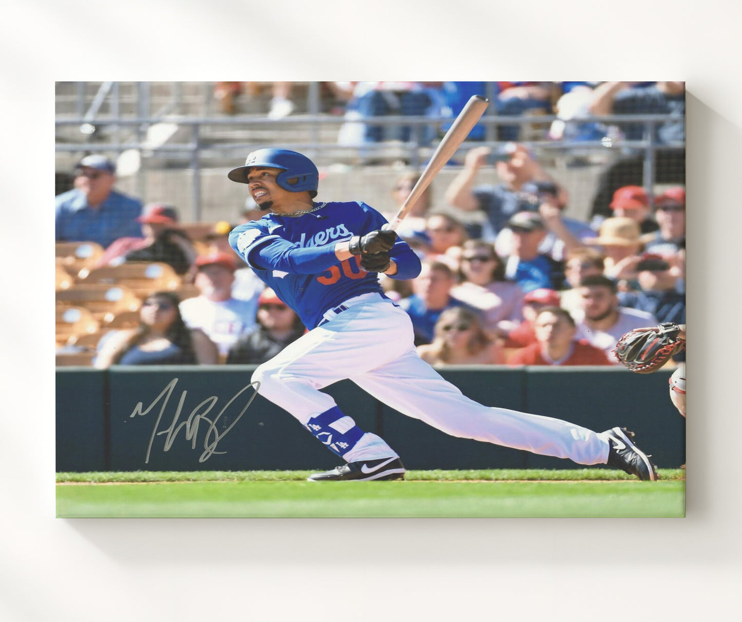 Mookie Betts - Dodgers Power Swing Baseball Wall Art 20x24 Canvas wall art print – Baseball Wall Art decor