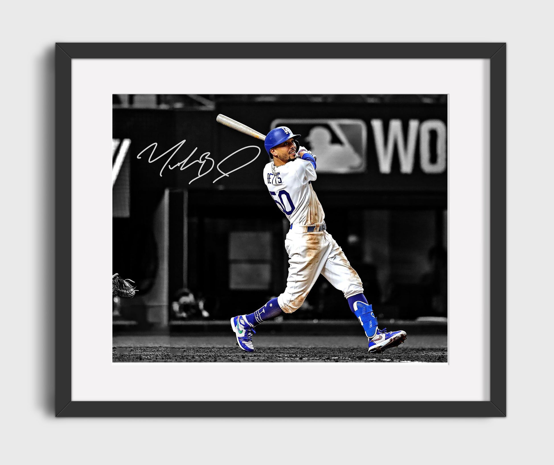 Mookie Betts - Dodgers Spotlight Swing Baseball Wall Art 16x20 Gallery Frame wall art print – Baseball Wall Art decor