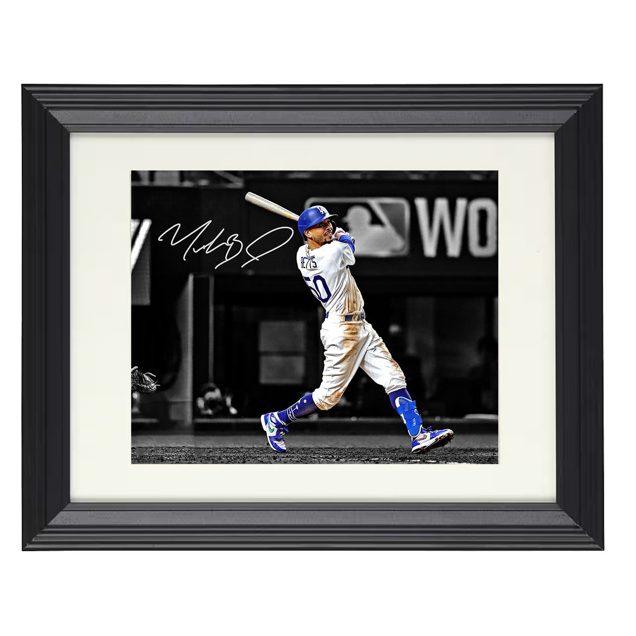 Mookie Betts - Dodgers Spotlight Swing 8x10 black beveled framed baseball wall art