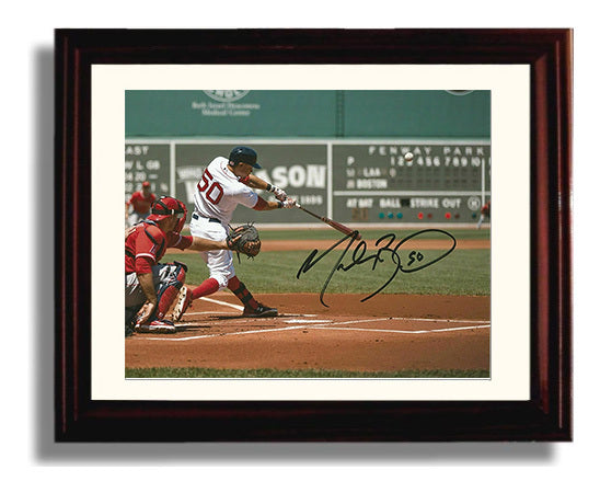 Mookie Betts - Making Contact Baseball Wall Art 8x10 Beveled Frame wall art print – Baseball Wall Art decor