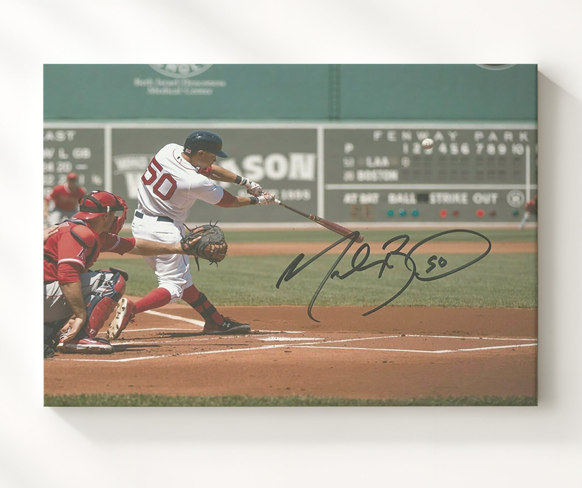 Mookie Betts - Making Contact Baseball Wall Art 20x24 Canvas wall art print – Baseball Wall Art decor