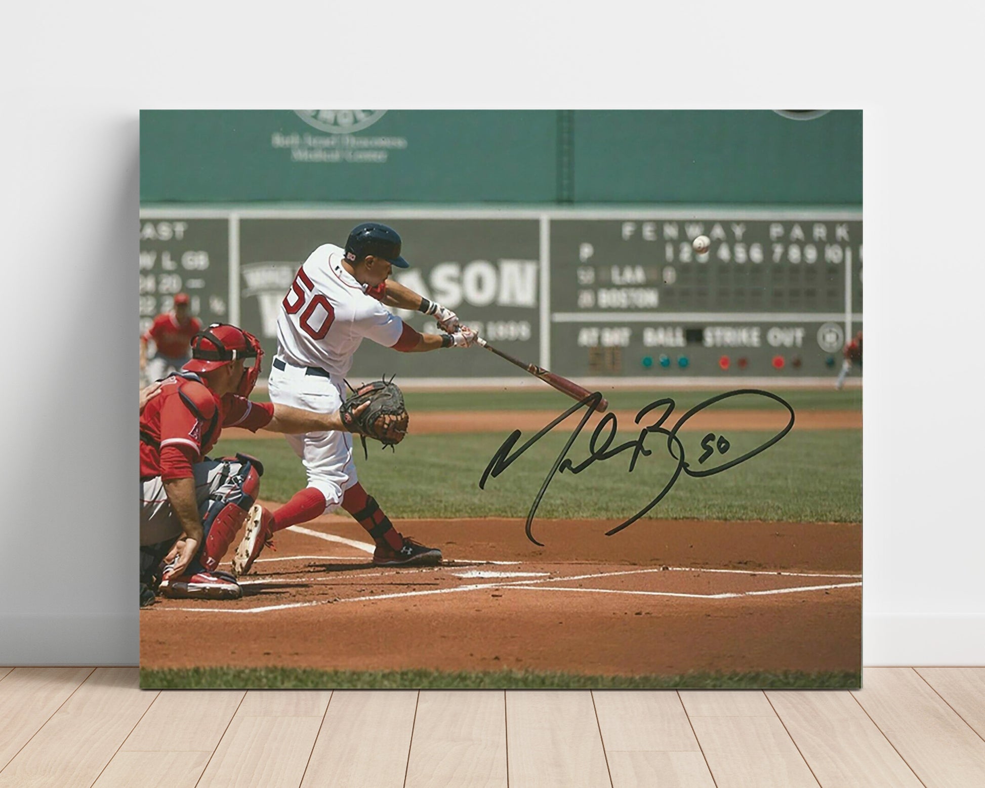 Mookie Betts - Making Contact Baseball Wall Art 16x20 Unframed Print wall art print – Baseball Wall Art decor