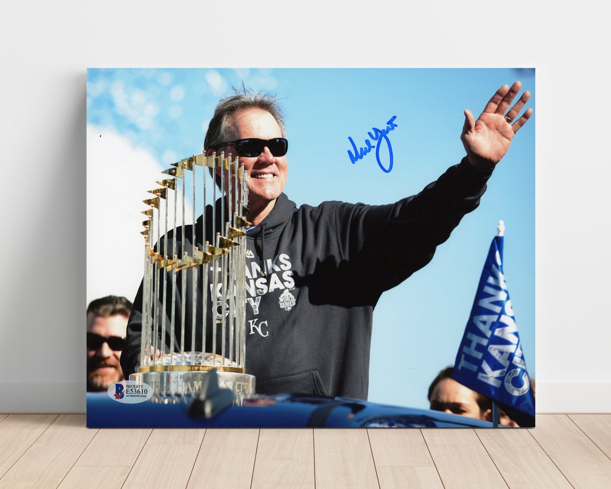 Ned Yost - Championship Trophy Celebration Baseball Wall Art 16x20 Unframed Print wall art print – Baseball Wall Art decor