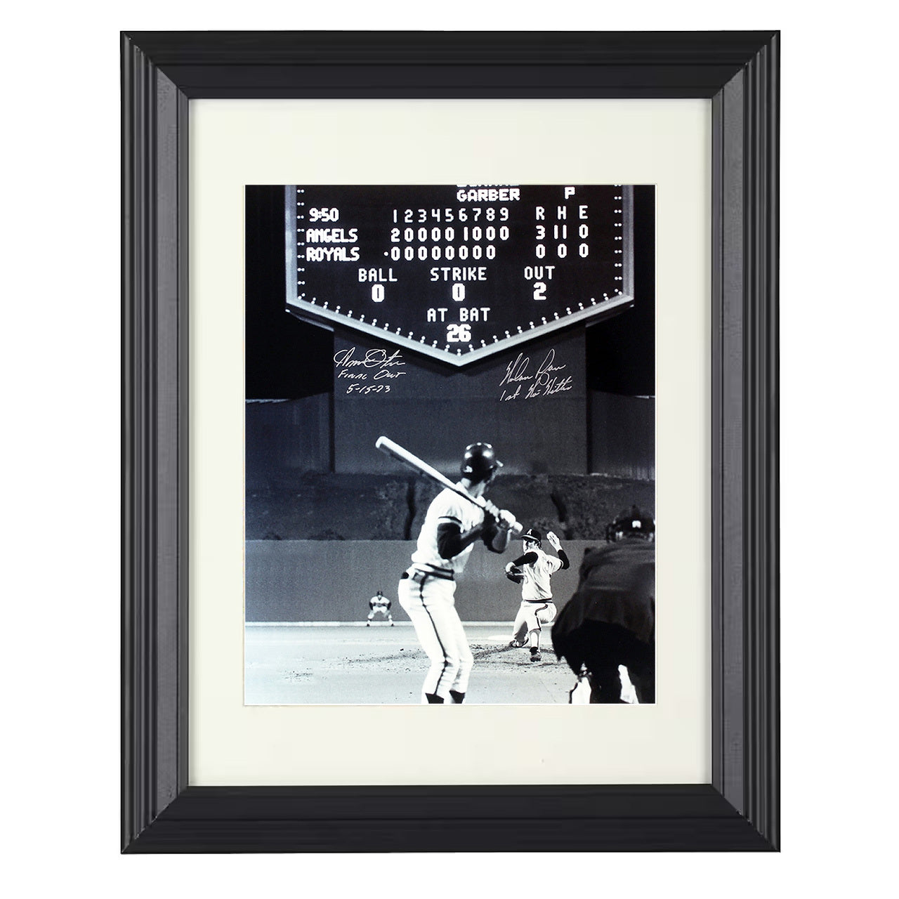 Nolan Ryan - California Baseball Final Out vs Kansas City 1993 8x10 black beveled framed baseball wall art