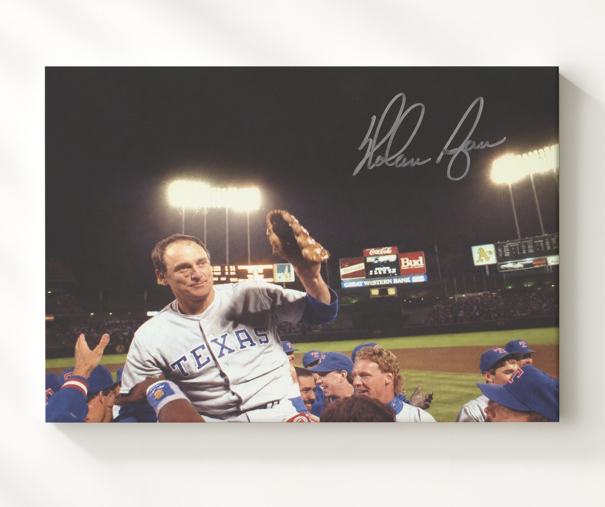 Nolan Ryan - Carried Above Teammates Baseball Wall Art 20x24 Canvas wall art print – Baseball Wall Art decor