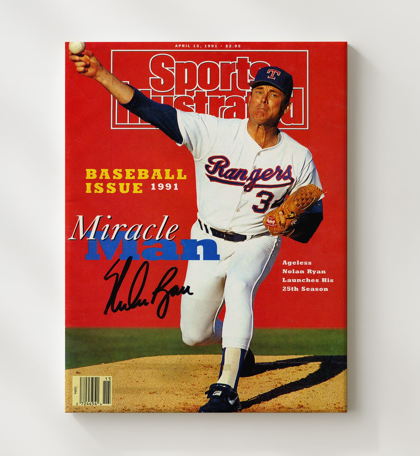 Nolan Ryan - Miracle Man Windup SI Cover 1991 Baseball Wall Art 20x24 Canvas wall art print – Baseball Wall Art decor