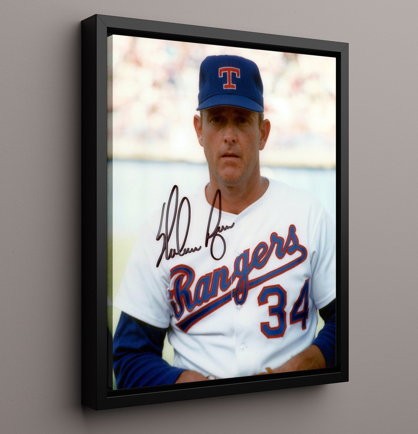 Nolan Ryan - Texas Legend Close Up Hall Of Fame 1993 Baseball Wall Art 16x20 Framed Canvas wall art print – Baseball Wall Art decor