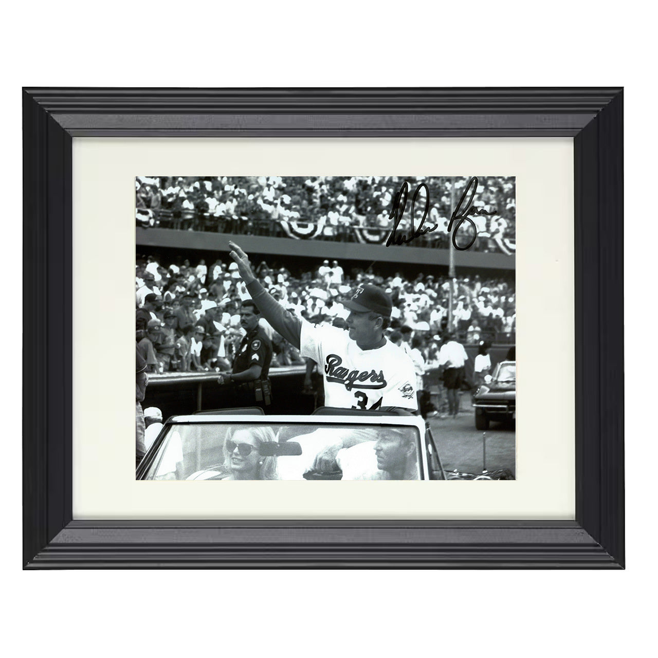 Nolan Ryan - Waving from Parade Car 8x10 black beveled framed baseball wall art