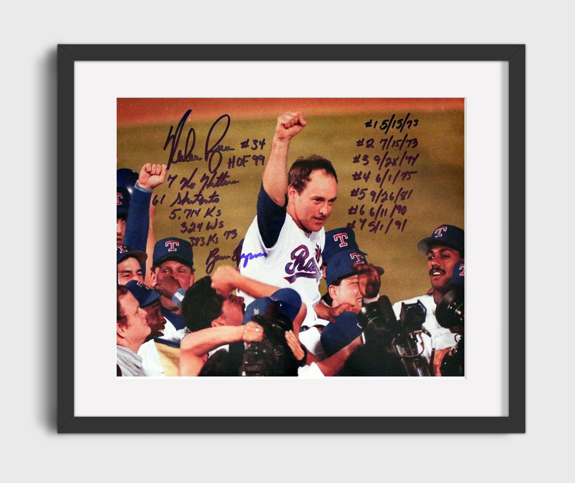 Nolan Ryan Stats Milestone - Action Baseball Wall Art 16x20 Gallery Frame wall art print – Baseball Wall Art decor
