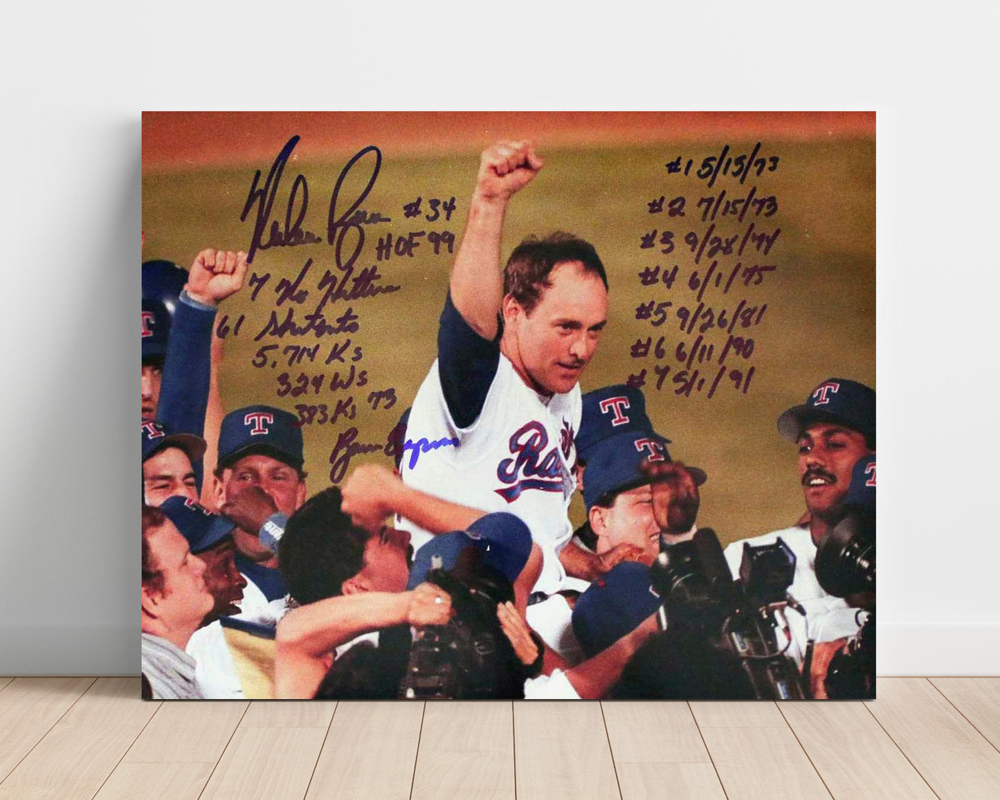 Nolan Ryan Stats Milestone - Action Baseball Wall Art 16x20 Unframed Print wall art print – Baseball Wall Art decor